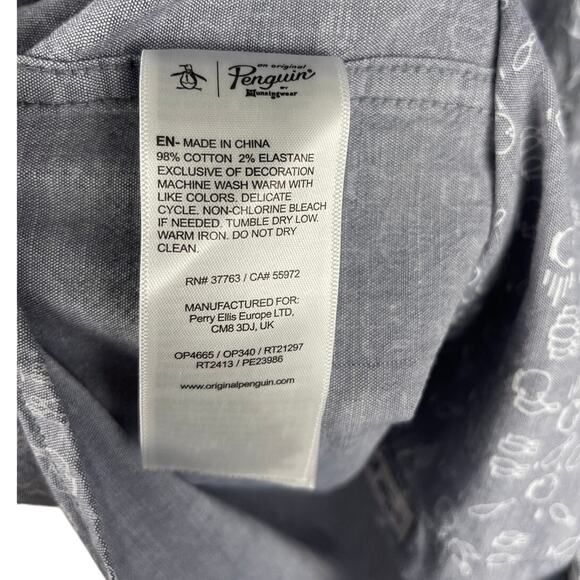 Original Penguin Button Down Gray & White Bowling Ball‎ & Pins Shirt Size Medium - Picture 6 of 9